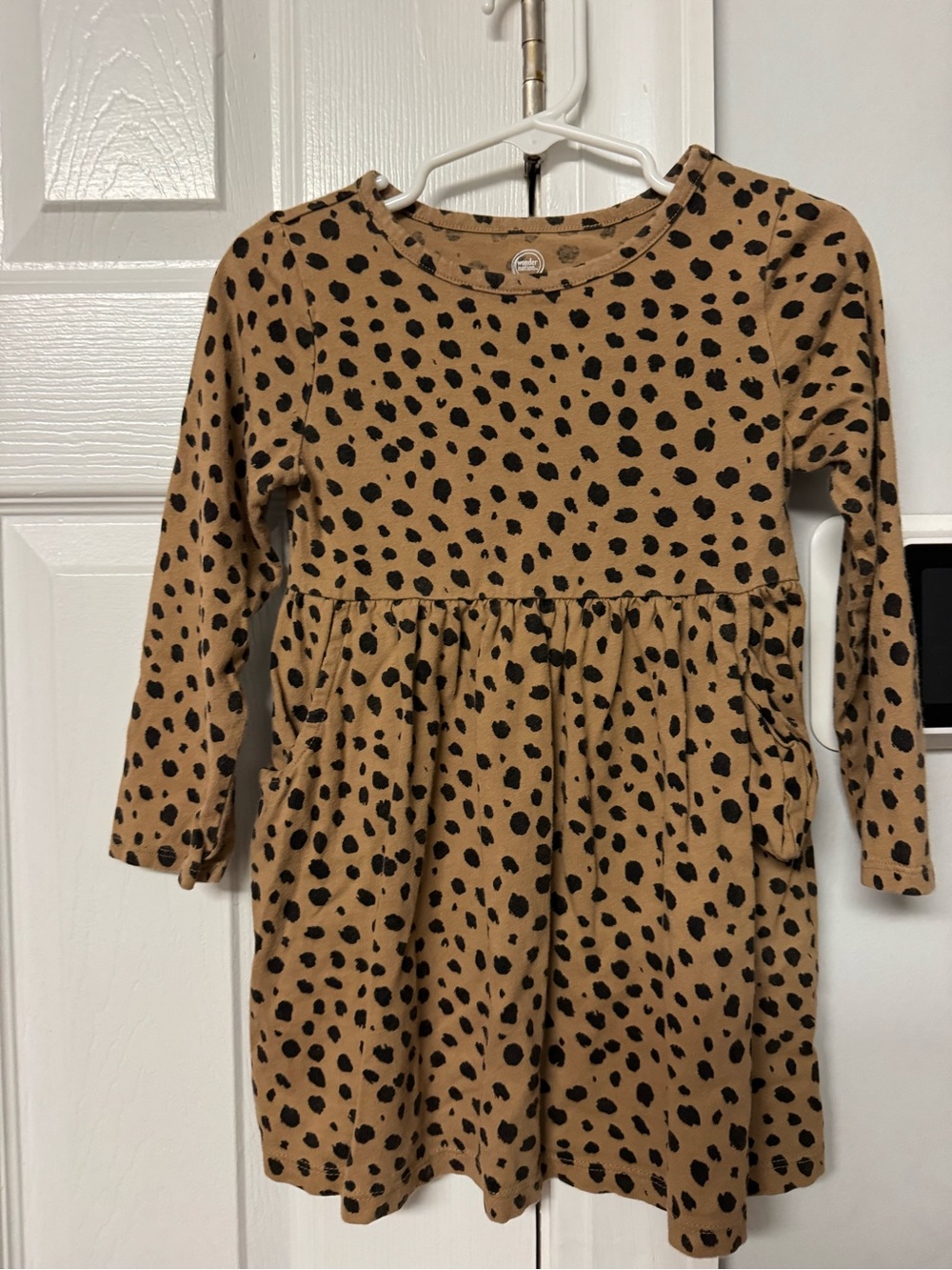 wonder nation Tan Dress with Black Spot Print